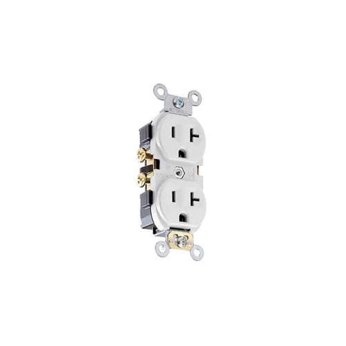 Leviton Commercial Heavy Duty Wall Receptacle, 20A, 125V, White